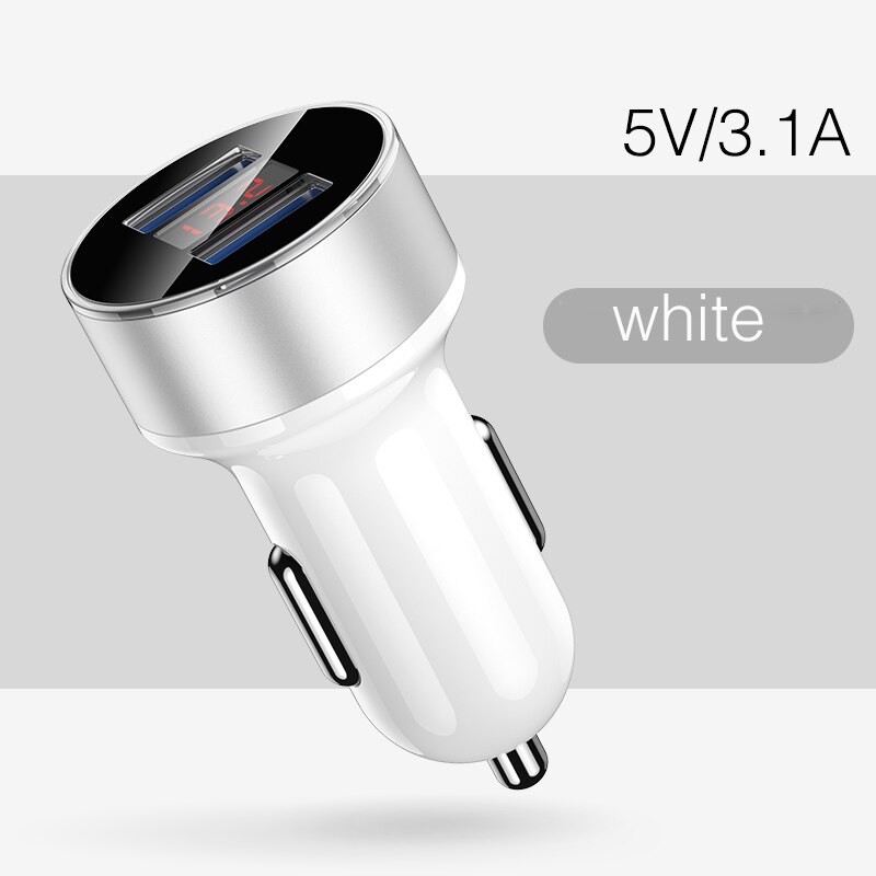 Rock Mini Dual Usb Autolader Led Display Universele 3.4A Mobiele Telefoon Tablet Snel Opladen Usb Lader Voor Auto 2 usb Adapter