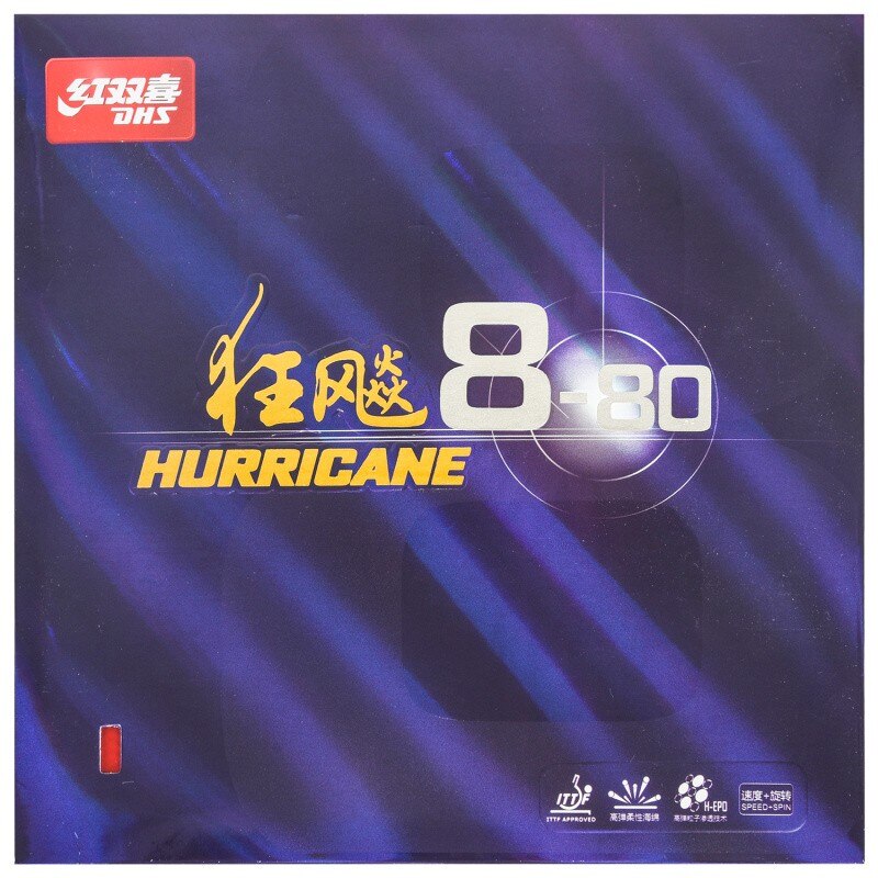 DHS Hurricane 8 - Gomma Per Ping Pong, 2,15 Mm, Spugna Medio-Dura, Colore Nero