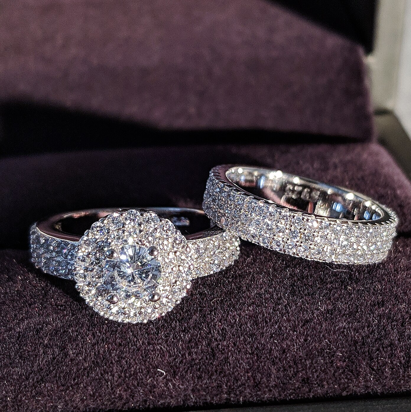 Bagues de mariage en argent sterling 925, ensemble 3 en 1, bague de fiançailles, bijoux de mariée à la Moonso R4629