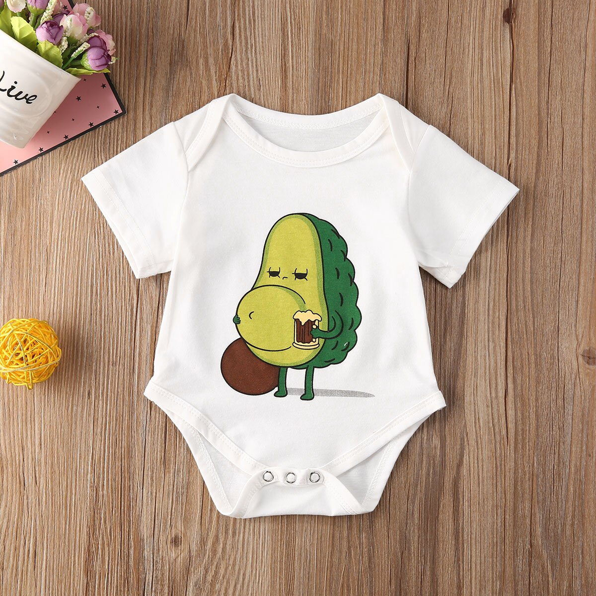 Neugeborenen Baby Mädchen Sommer lässig Lustige Avocado Gedruckt Kurzarm Karosserie Kleidung 0-24M