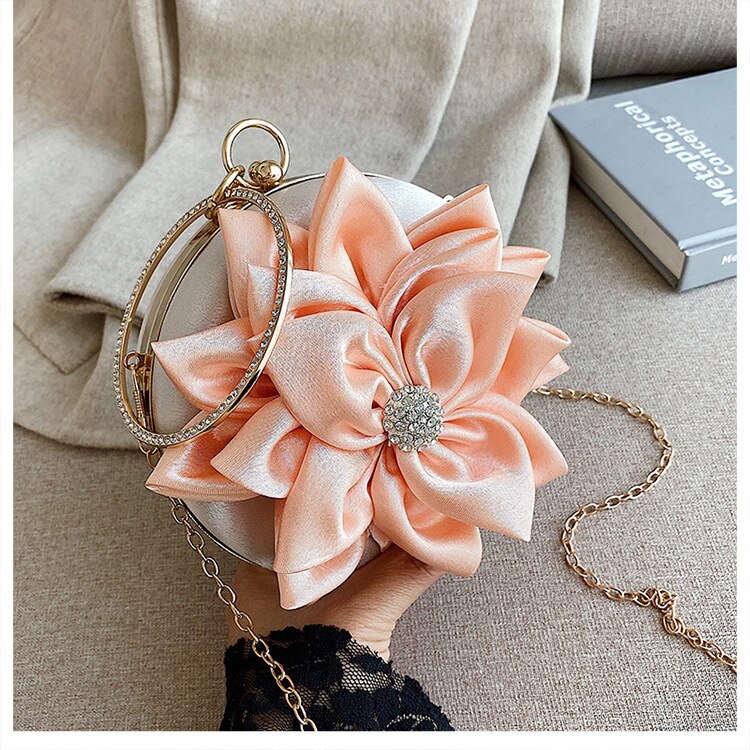 Luxy Moon pochette femme fleur ronde sac de soirée sac à main de luxe sac à main de fête de mariage Vintage sac à bandoulière ZD1474: Apricot