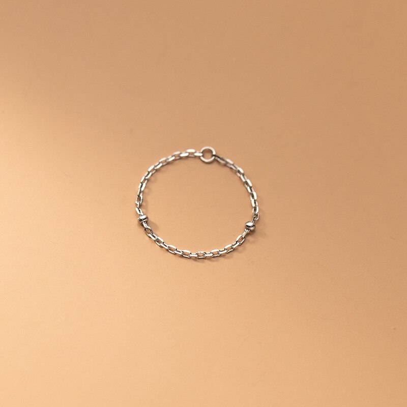 Inzatt Real 925 Sterling Zilver Kraal Ronde Chain Ring Voor Mode Vrouwen Punk Fijne Sieraden Minimalistische Accessoires
