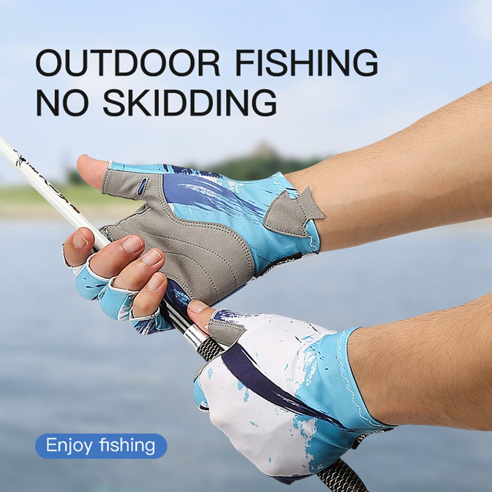 WALK FISH 1 Pair Fingerless fishing gloves non-slip half-finger gloves lightweight breathable carp fishing finger gloves sports