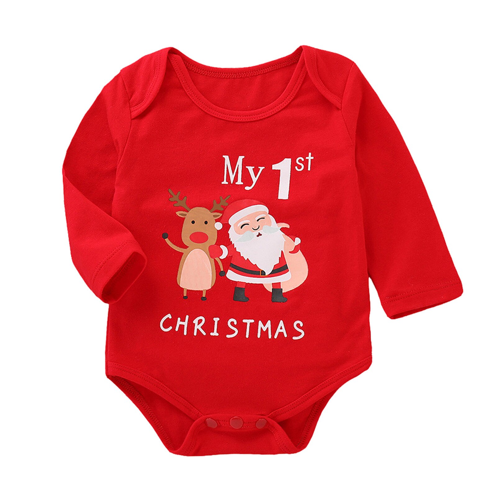 6M-24M Baby Baby Meisjes Jongens Kleding Lange Mouw Brief Mode Cartoon Leuke Print Kerst Bodysuit Romper ropa Bebe Niña: 12m