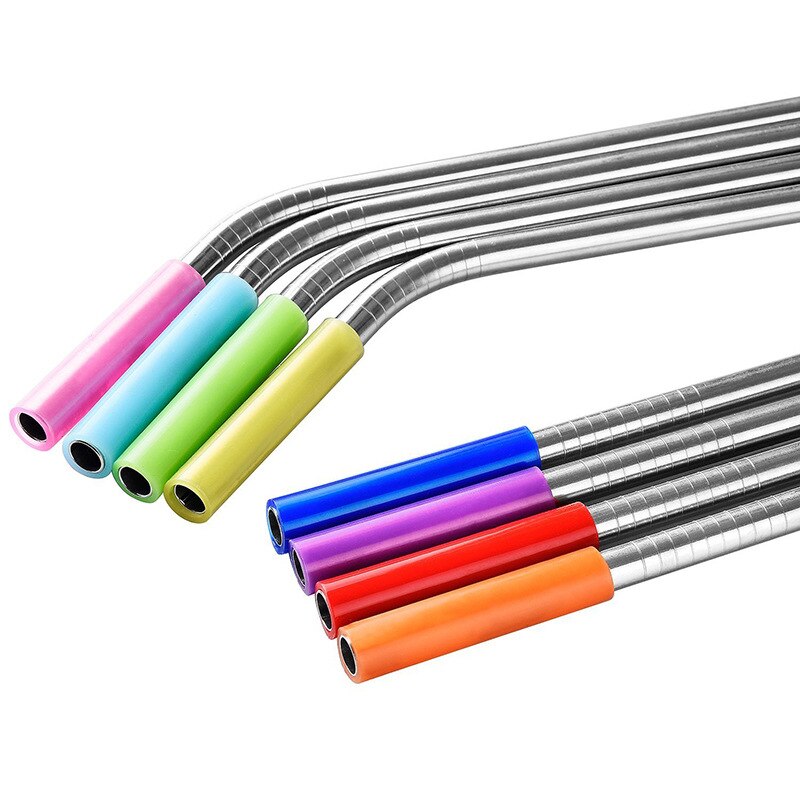 8stuks Metalen Rietjes Set - Herbruikbaar RVS Drinkrietjes - Eco-Vriendelijk Roze - Inclusief Borstels