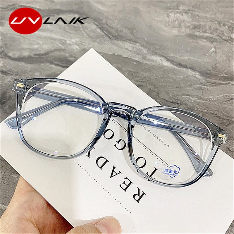 UVLAIK TR90 Glassses Frame Women Men Anti Blue Light Transparent Optical Spectacles Vintage Computer Eyeglasses Frames