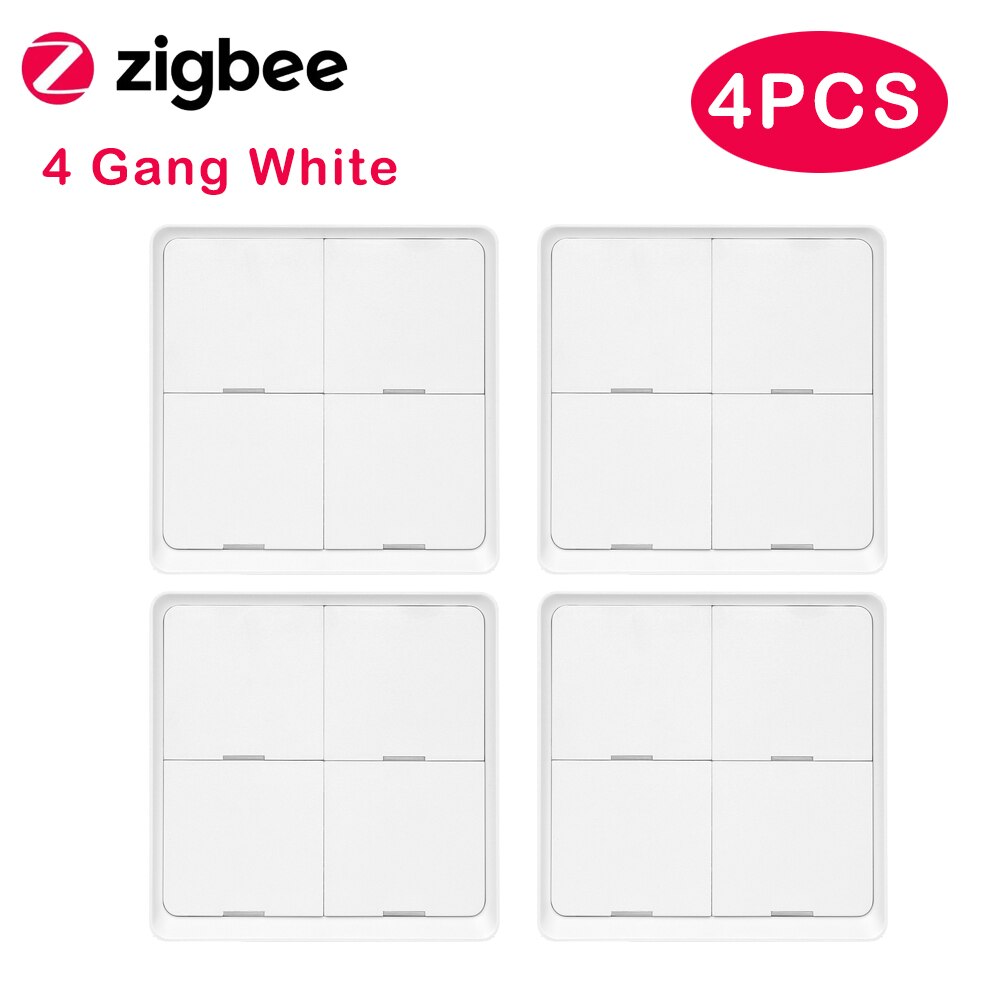 Tuya Smart Zigbee Smart Switch 4 Gang Scenario 12 Scène Schakelaar Drukknop Controller Ondersteuning Deconz Zigbee2mqtt Home Assistent