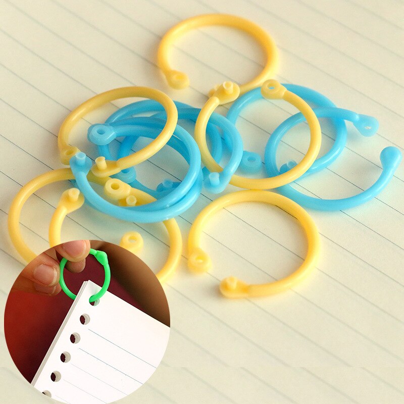 12 stk plast multifunktion cirkel ring gør-det-selv albums løst blad bogbinderringe farverige notesbog cirkel ring nøgleringe