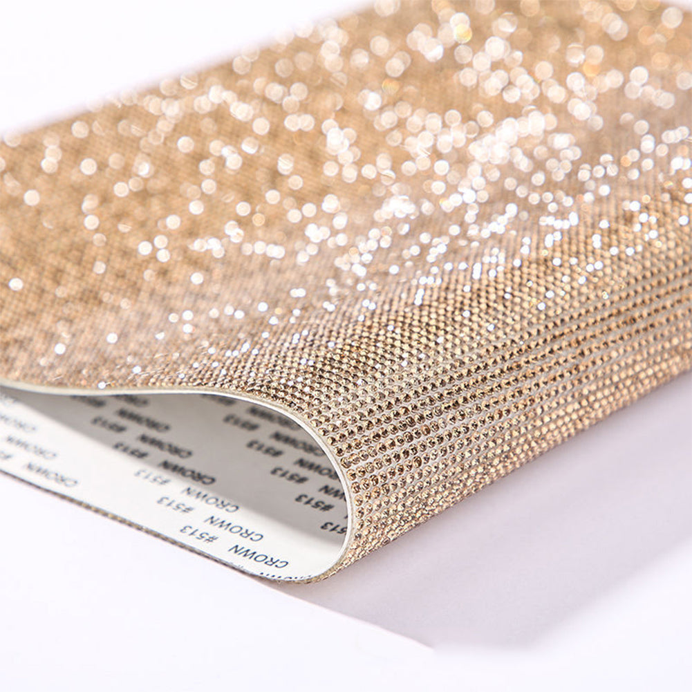 Zelfklevende Strass Sticker Tape Vel Trim Glitter Crystal Ribbon Gem Stickers voor DIY Auto Telefoon Schoenen Kleding Decor: Geel