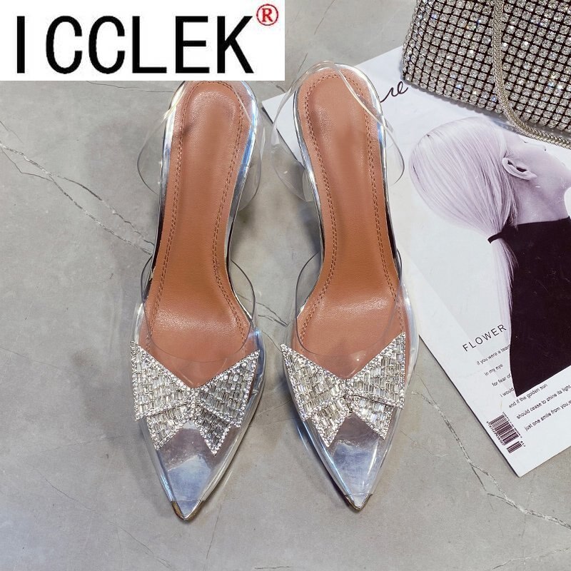 Rozmiar 42 wiosna/jesień 2021 obuwie damskie moda motyl-węzeł wąskie paski Bling niejednolita całość wiązane na krzyż kryształbyć winnym czółenka z wystającym palcem