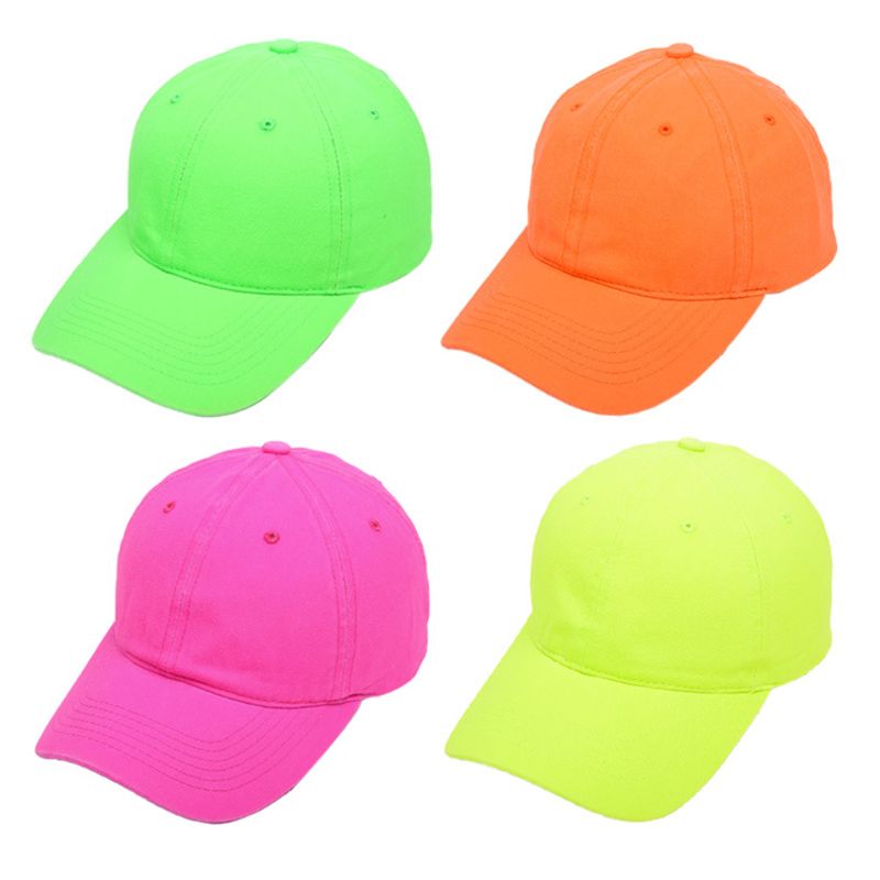 Unisex Leuchtstoff Neon Baseball Kappe Helle Feste Farbe Im Freien Sonnenschutz Hut