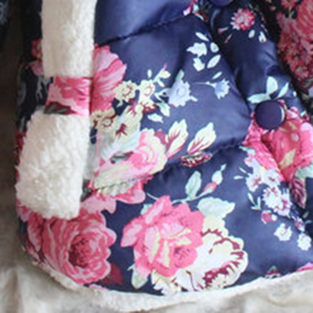 Baby Meisjes Winter Jas Jas Knop Winddicht Jas Bloemenprint Kinderen Dikke Katoenen Jas Fluwelen Katoenen Kleding Overjas