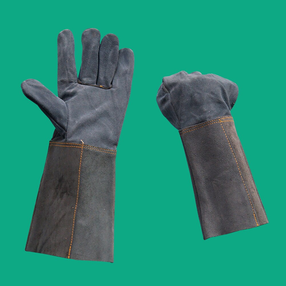 Leather Welding Gloves, 36cm Long Sleeve Anti-Scald Splash Heat Resistance Anti-Scratch Working Protect Gloves