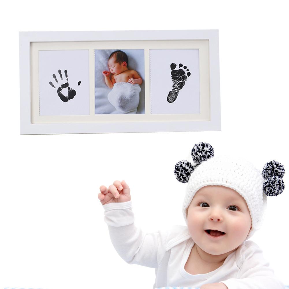 Baby Handafdruk Voetafdruk Stempelkussen Opslag Memento Inkt Pasgeboren Fotolijst Kits Baby Souvenir Lade Inktloze Handafdruk Casting