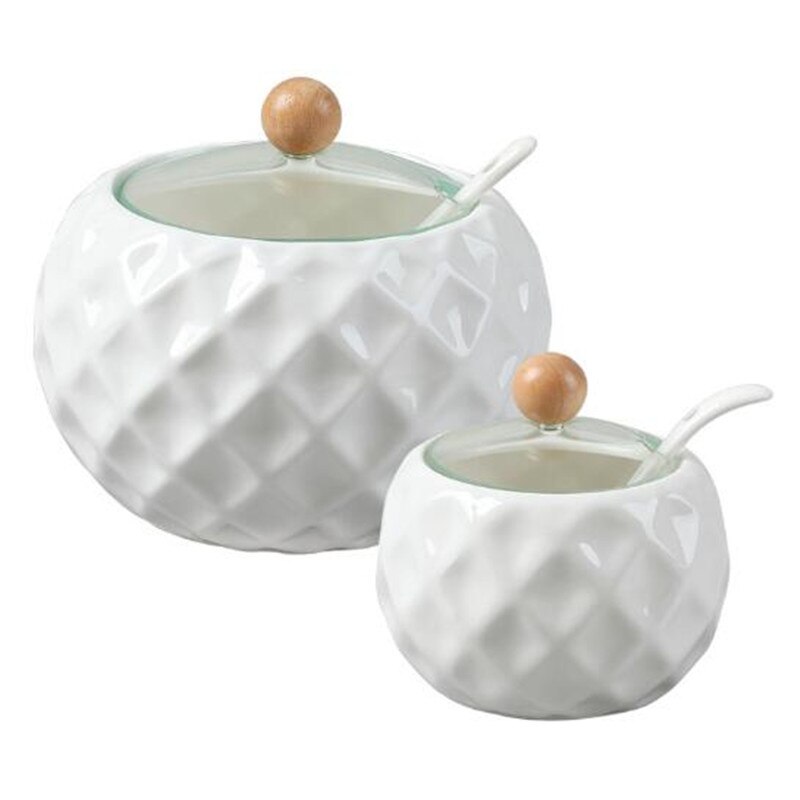 Gewürz Glas Salz Und Pfeffer Kasten Keramik Holz Abdeckung Zucker Schüssel Küche Zubehör