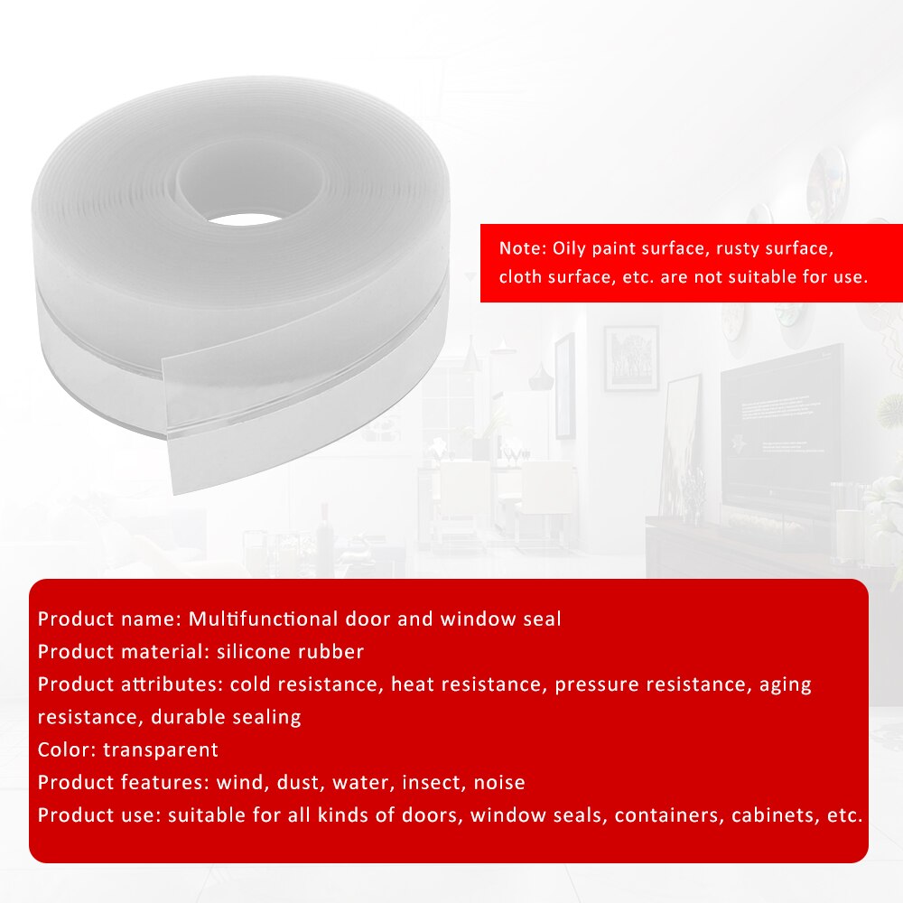 Cinta adhesiva transparente de silicona a prueba de agua para cocina y baño cinta adhesiva para sellado de esquina de inodoro, puerta de lavabo, 100x2,5 cm