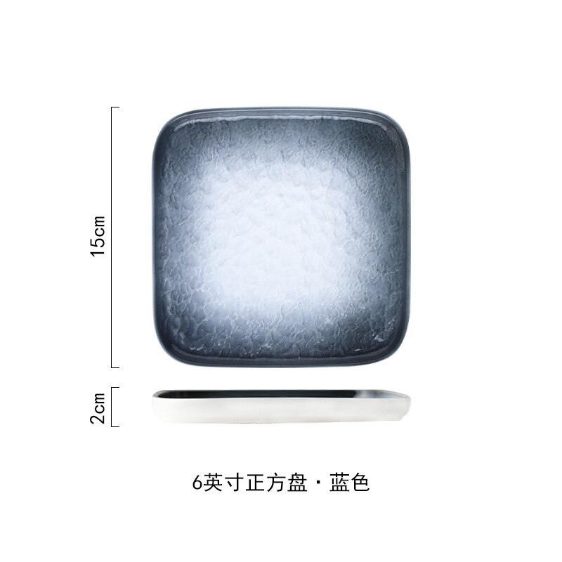 underglaze color hand-painted uneven surface ceramic tableware square plate dinner plate dessert plate safe high qualit: Blue