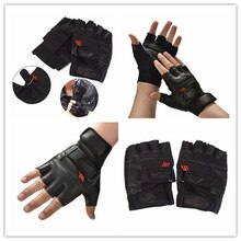 1Pair Men Black PU Leather Weight Lifting Gym Gloves Workout Wrist Wrap Sports Exercise Training Fitness