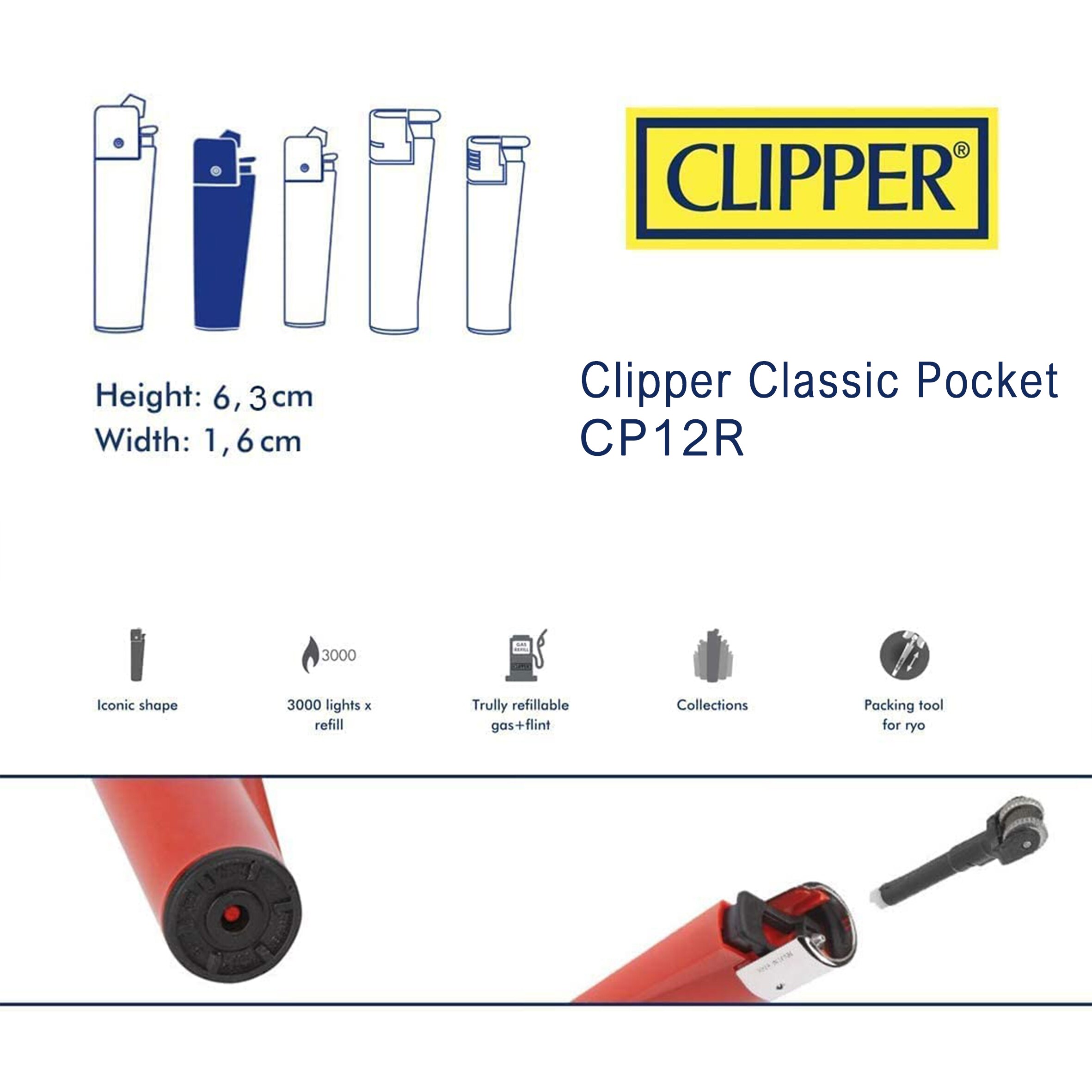 Clipper Pack de 48 Mecheros encendedores Clipper de colores translucidos Pocket
