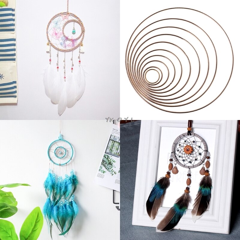 3.5-19Cm Metalen Dream Catcher Dreamcatcher Ring Macrame Craft Hoepel Goud Diy Accessoire