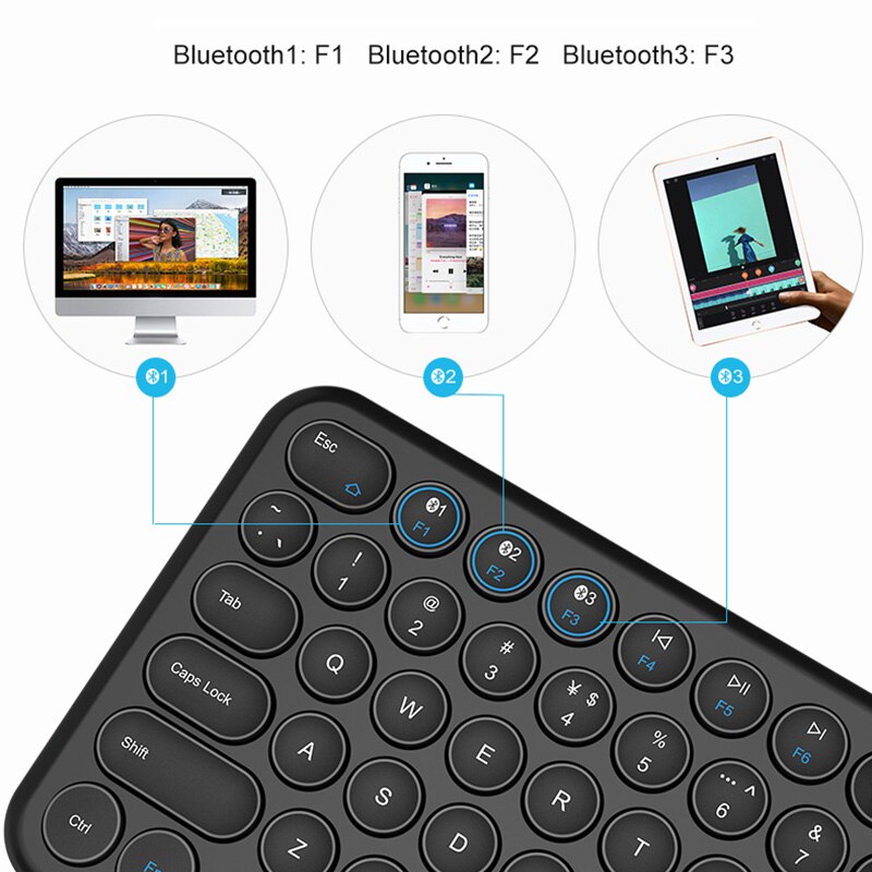 Draadloze Stille Gaming Toetsenbord Ronde Keycap Bluetooth Toetsenbord Voor Macbook Pro Iphone Ipad Ultra-Slim Computer Toetsenbord