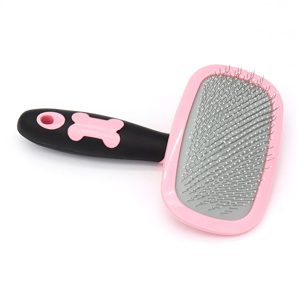 Peine para perro y gato aguja de cepillo para el cabello para mascota limpiador automático cepillo derramamiento Trimmer peine para perros, gatos de pelo largo aseo herramienta: Pink