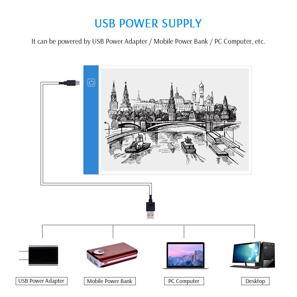 A4 Durable Tracing Board Table Drawing Tablet Panel LED 4W USB Copy board Office school supplies Sketchpad Copy Board