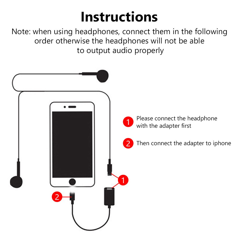 2 in 1 Adapter For Apple iPhone Headphone Adapter Jack 3.5mm Aux Cord Dongle Audio & Charging Adapter For 11 Pro Max /XS/XR/X/8