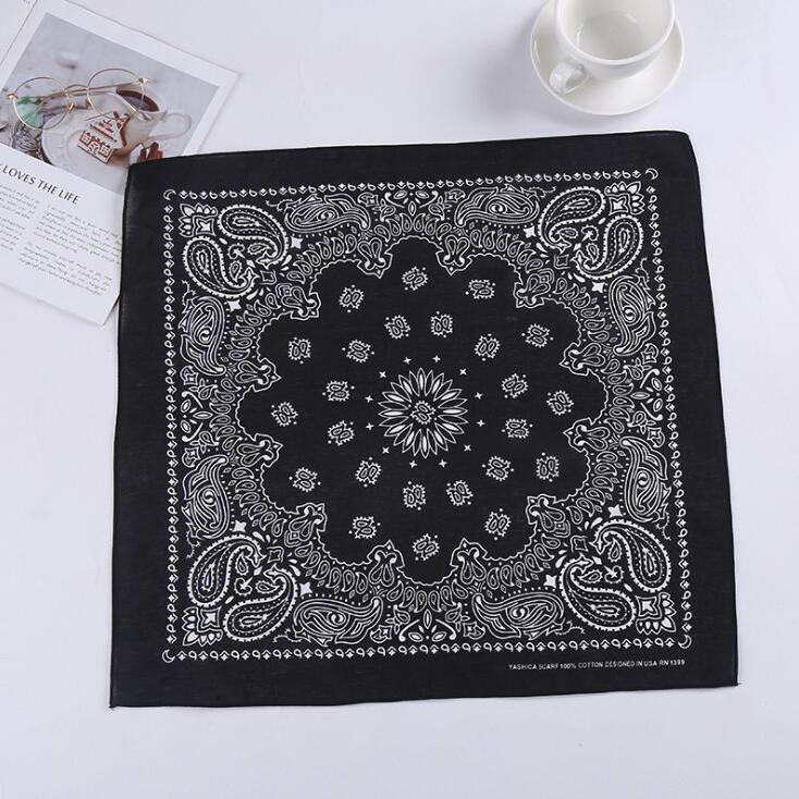Bohemia Print Bandana Hair Bands for Girls Women Headband Scarf Face Mask Cross TurbanBandanas Headwear 55cmX55cm Hair Headwrap: black