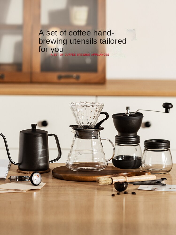 Wood Filter Coffee Machine 400ml Reusable Manual Coffee Maker Set American Home Use Latte Coffee Tool Hand coffee maker set