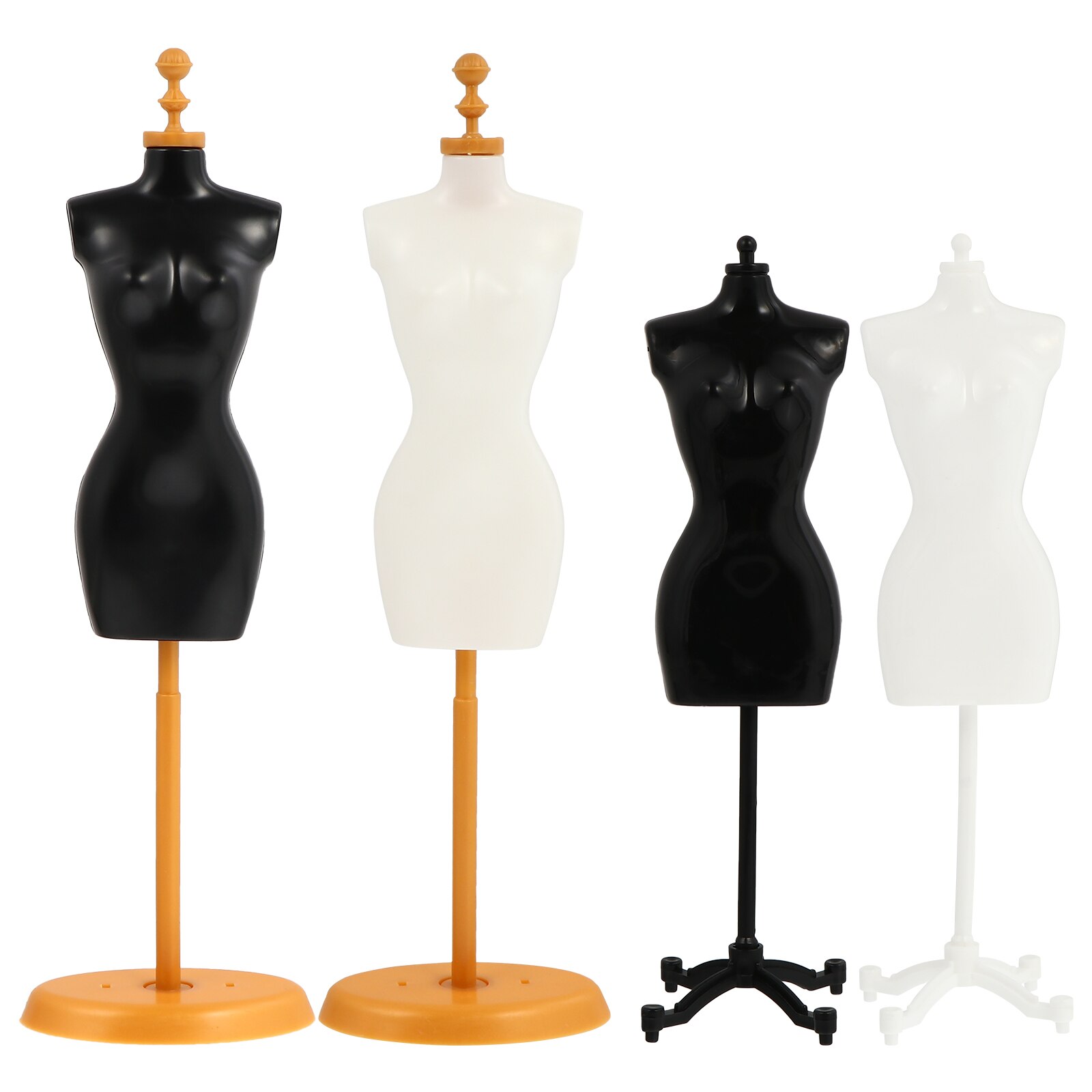 4pcs Mini Doll Dress Support Mannequin Model Stand Accessories (Mixed Style)