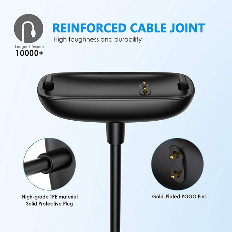 Câble de charge de 1 mètre Chargeur USB pour Fitbit Charge 5 / 6 - Noir Câble de charge de 1 mètre Chargeur USB pour Fitbit Charge 5 / 6 - Noir