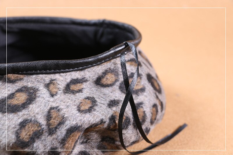 Leopard varm ruskind forår efterår vinter baret kvinder fransk kunstner hue baret hat til kvinder baret hat