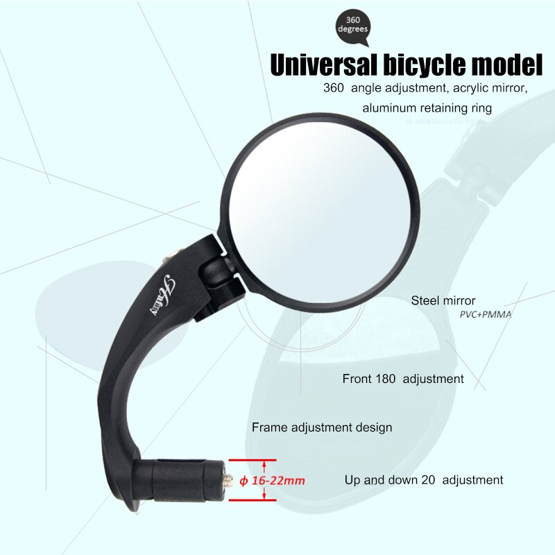 180-graden Fiets Spiegel Stuur Achter Back View Achteruitkijkspiegel Veiligheid Duurzaam outdoor fietsen Fiets achteruitkijkspiegel