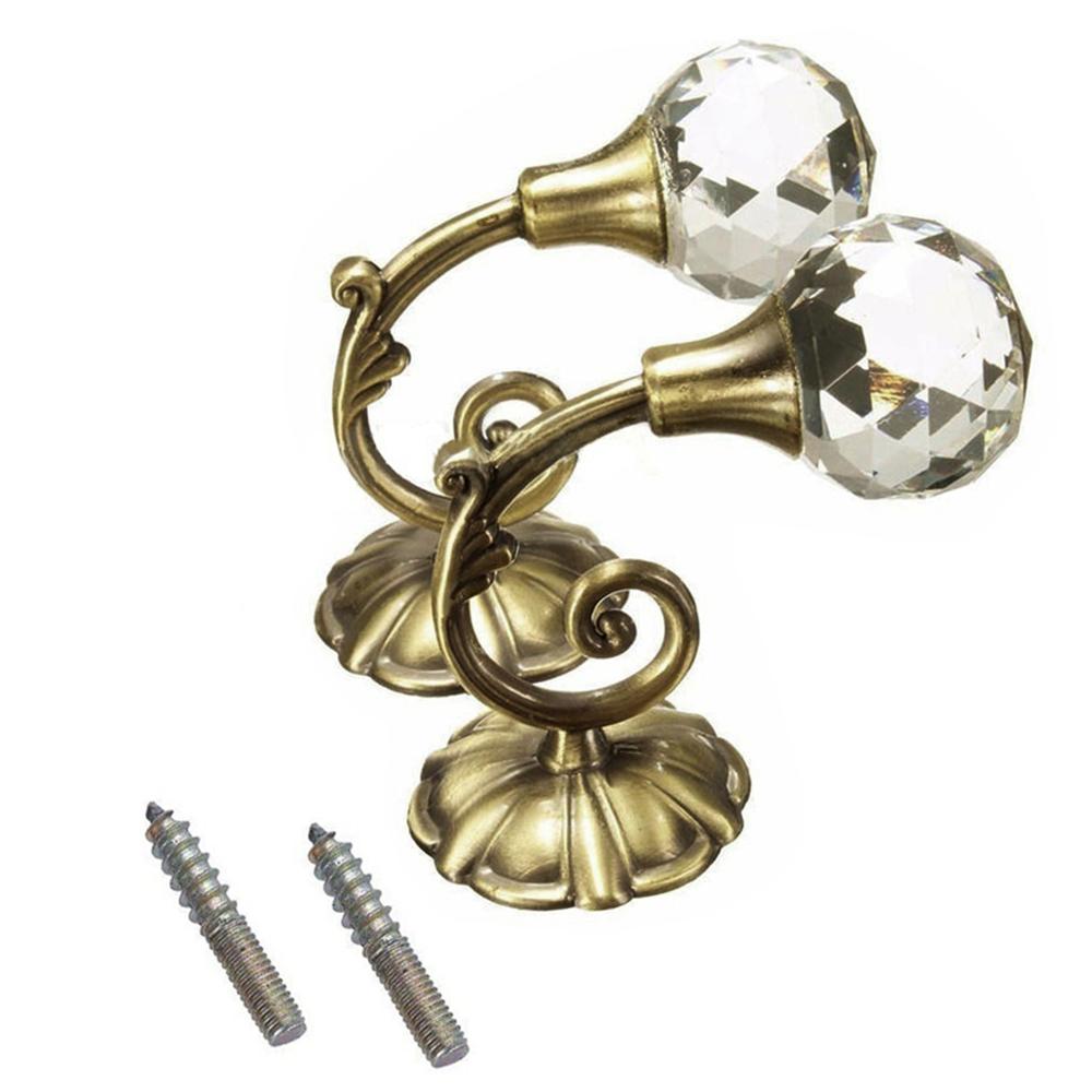 2 st kristall gardinhållare hållback fönster draperi knyta tillbaka hängare krokar hem klassisk stil dekoration: Grön brons