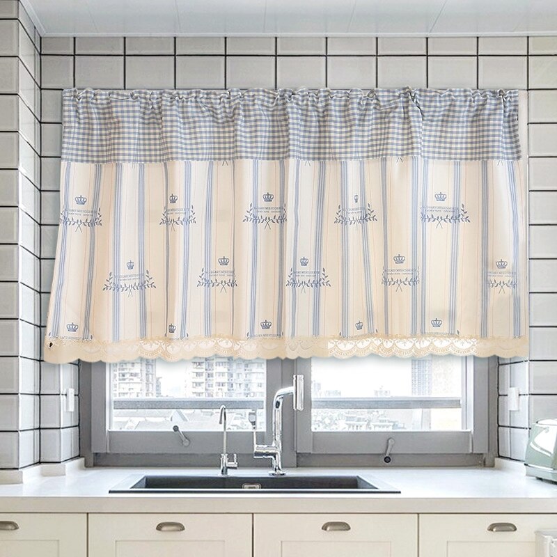 Bedroom Bay Window Curtains Pastoral Style Short Curtain for Kitchen Living Room Divided Panel Home Cabinet Door Drapes