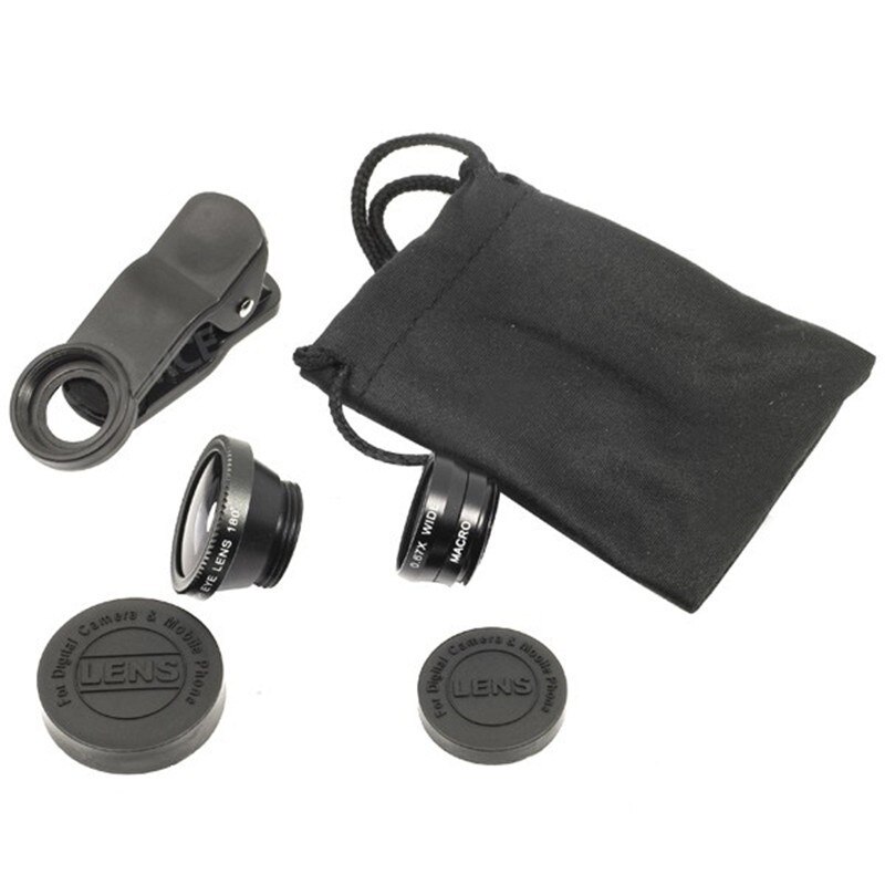 3 In 1 Groothoek Macro Fisheye Lens Kit Met Clip 0.67x Mobiele Telefoon Fish Eye Lens Voor Iphone Lens lentes Mobiele Telefoon