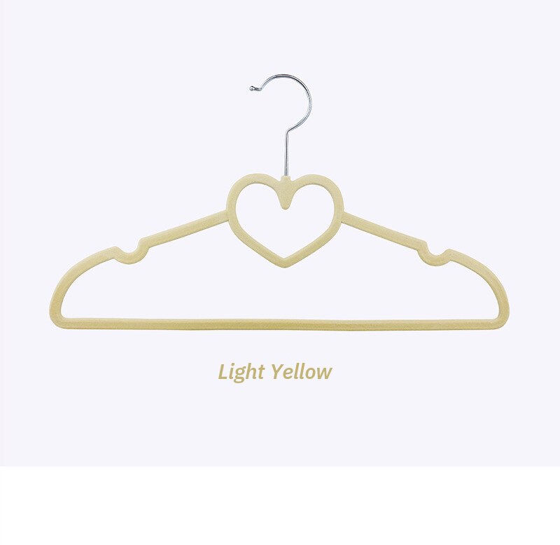 42CM 10/20PCS Cute Hangers Velvet Hangers Heart Clothing Rack Clothes Drying Rack Coat Hanger Hangers for Clothes: Beige / 42CM 10PCS
