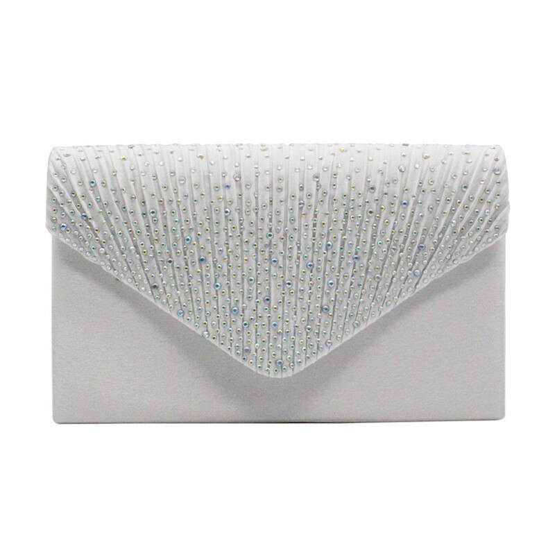 Women Evening Shoulder Bag Party Prom Wedding Lady Clutch Envelope Handbag Evening Bags: White