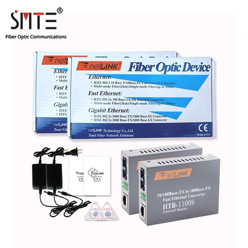 netLINK Media Converter HTB-1100S-A/B Optical Fiber Media Transceiver 25km SC 10/100M Single Mode Duplex