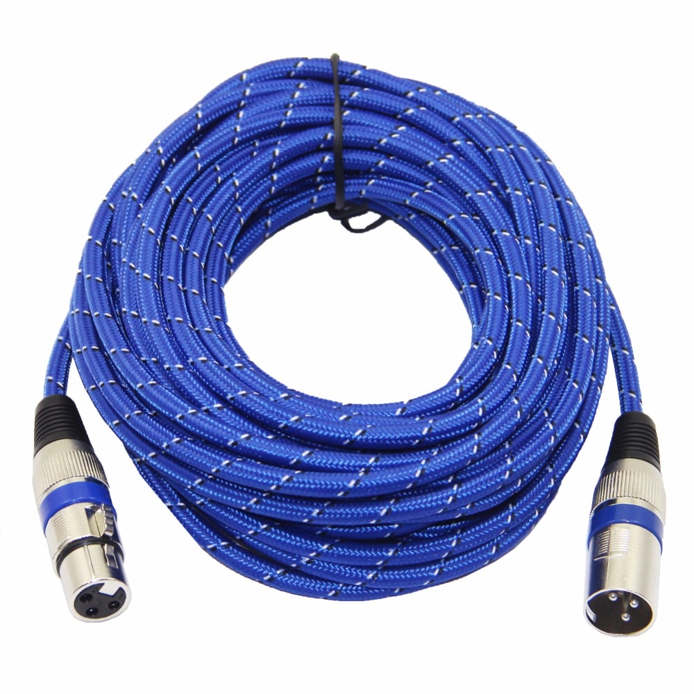 Bochara nylon flettet xlr-kabel hann til hunn m /f 3 pinner jack skjøtekabel til mikrofonmikser 1m 1.8m 3m 5m 10m 15m 20m