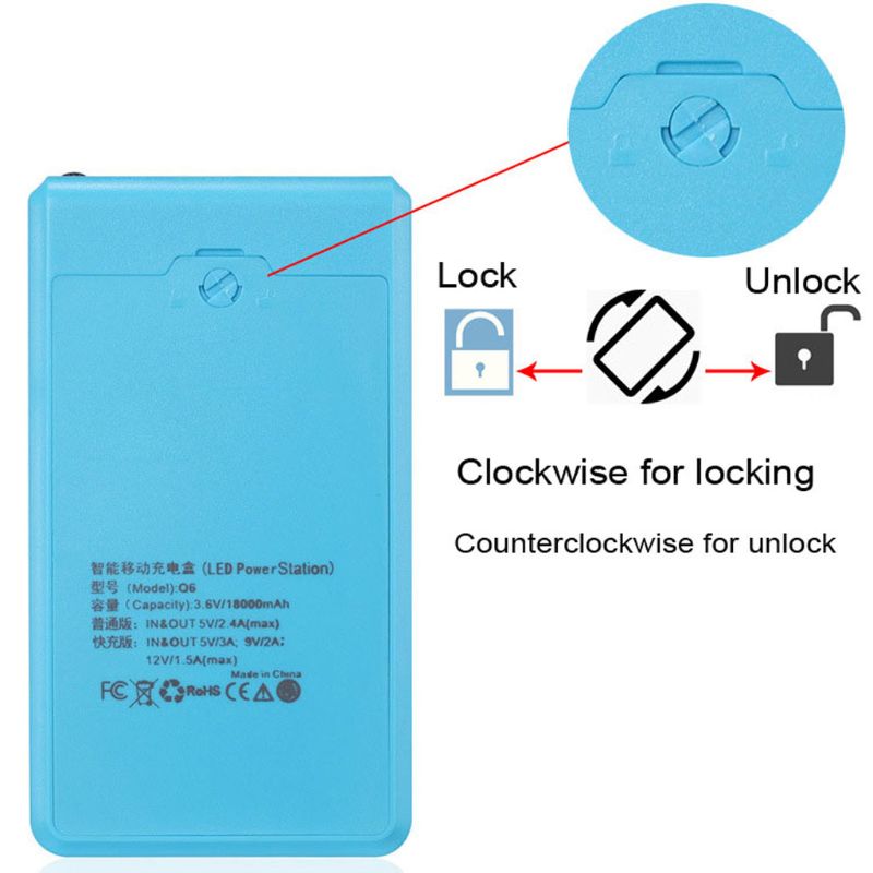 Dual USB 6x 18650 Batteries DIY Power Bank Box Holder Case with LED Light Charger Power Adapter For Mobile Phone Tablet