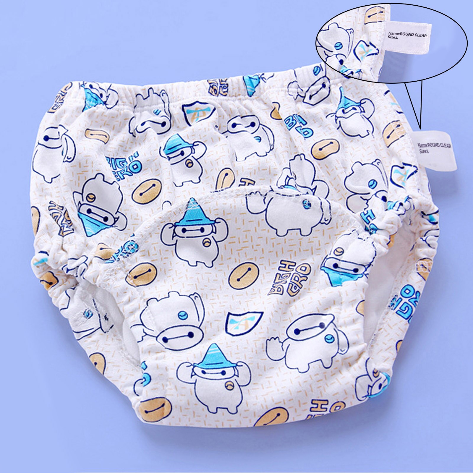 ROUND CLEAR Baby Diaper Cotton Cartoon Practice Pants Training Waterproof Breathable Cloth Diaper for Child L(13-16KG)
