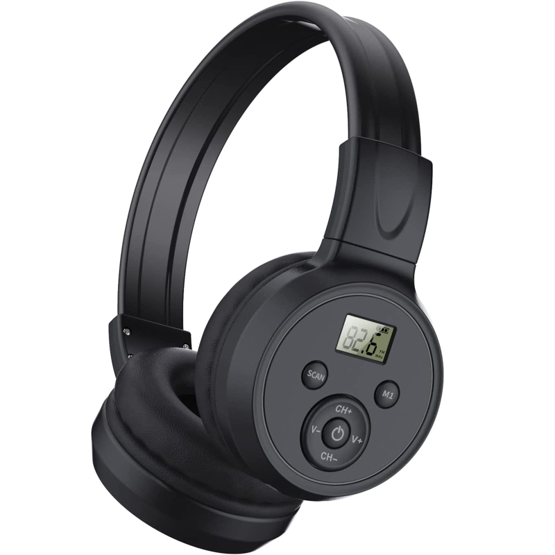 Tragbares persönliches FM-Radio, wiederaufladbarer Kopfhörer, Ohrenschützer, faltbares , LCD-Display, FM-Radio-Headset,