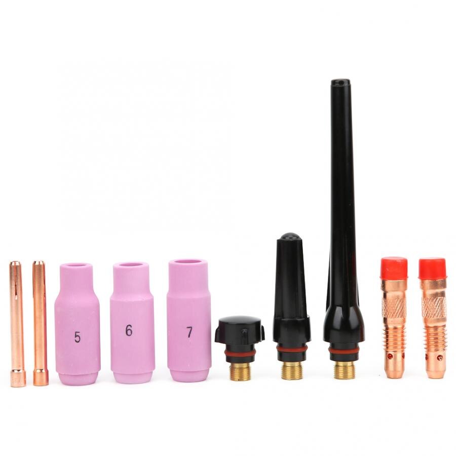 10Pcs Tig Keramische Cup Tig Alumina Nozzle Collet Body Back Cap Voor WP-17/18/26 Tig Lastoorts Onderdelen WP26 Collet Body