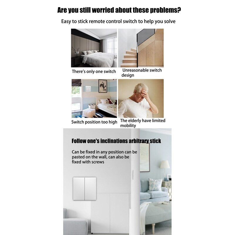 ! Remote Control Wifi Smart Wall Light Switch Wiring-Free Switch Graffiti 86 Panel Double Open Double Control