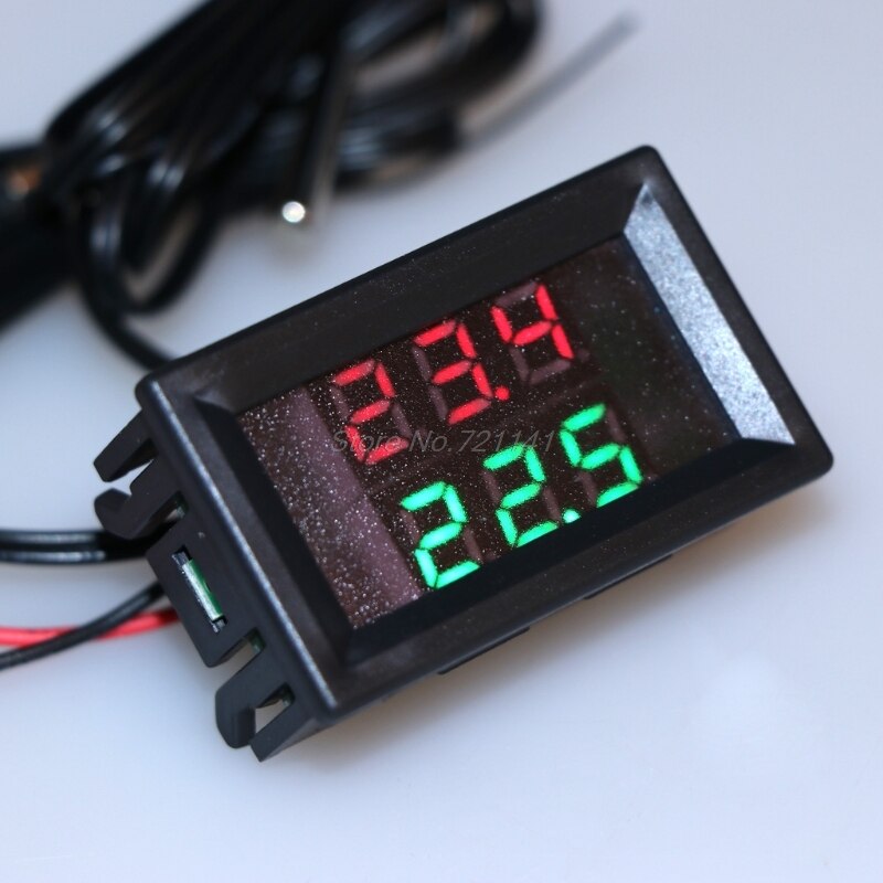 Dual Digital LED Display Thermometer Temperature Meter Tester NTC Waterproof Metal Probe Sensor -20~100 Celsius