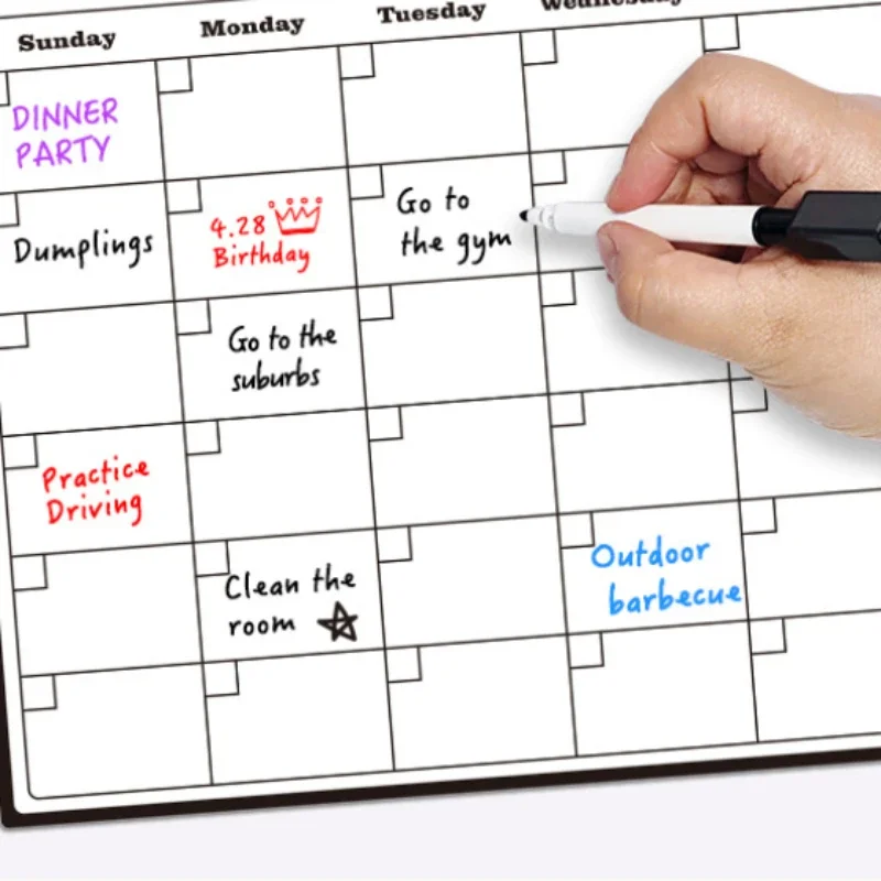 28 x 21cm kjøleskapskalender magnetisk tørrvisk kalender whiteboardkalender til kjøleskapsplanleggere