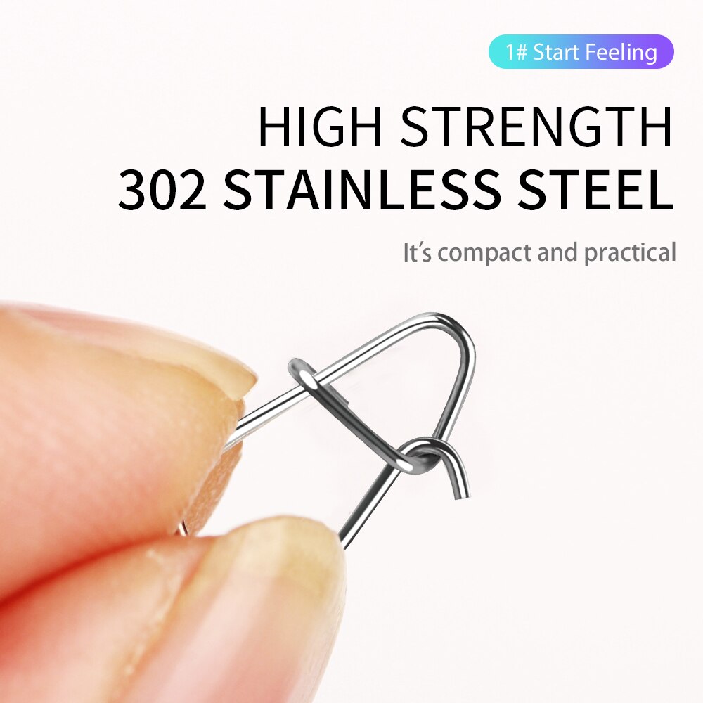 FISH KING 100pcs Stainless Steel Fishing Connector Fast Clip Lock Snap Swivel Solid Rings Safety Snaps Fishing Hook Tool Snap