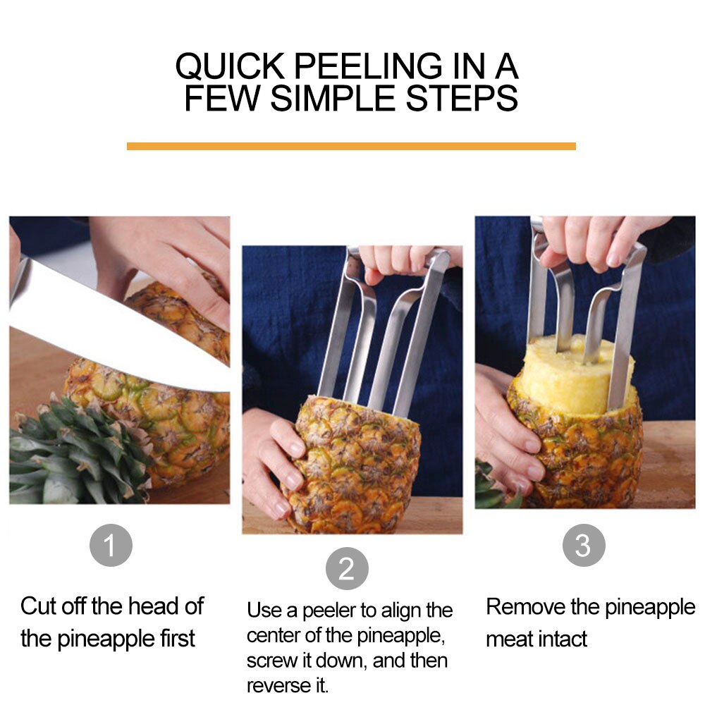 1PCS Rvs Pineapple Slicer Cutter en Corer Ananas Dunschiller Mes Machine Groente Fruit Snoeier Gereedschap Core Puller Schil